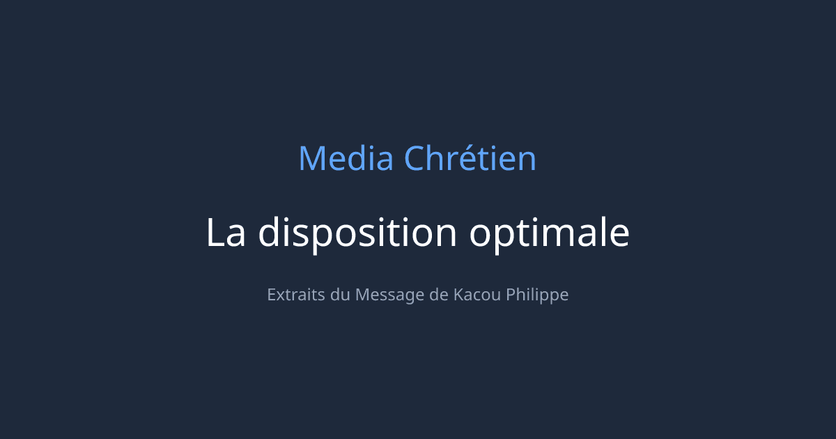 Cover Image for La disposition optimale
