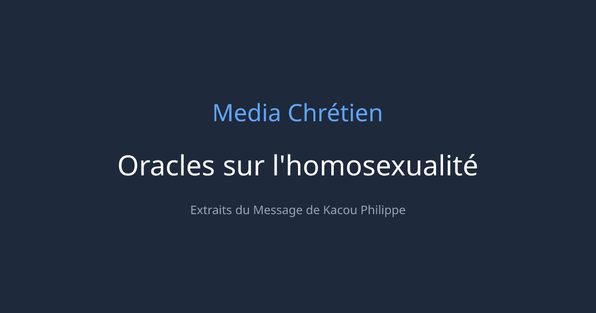 Cover Image for Oracles sur l'homosexualité